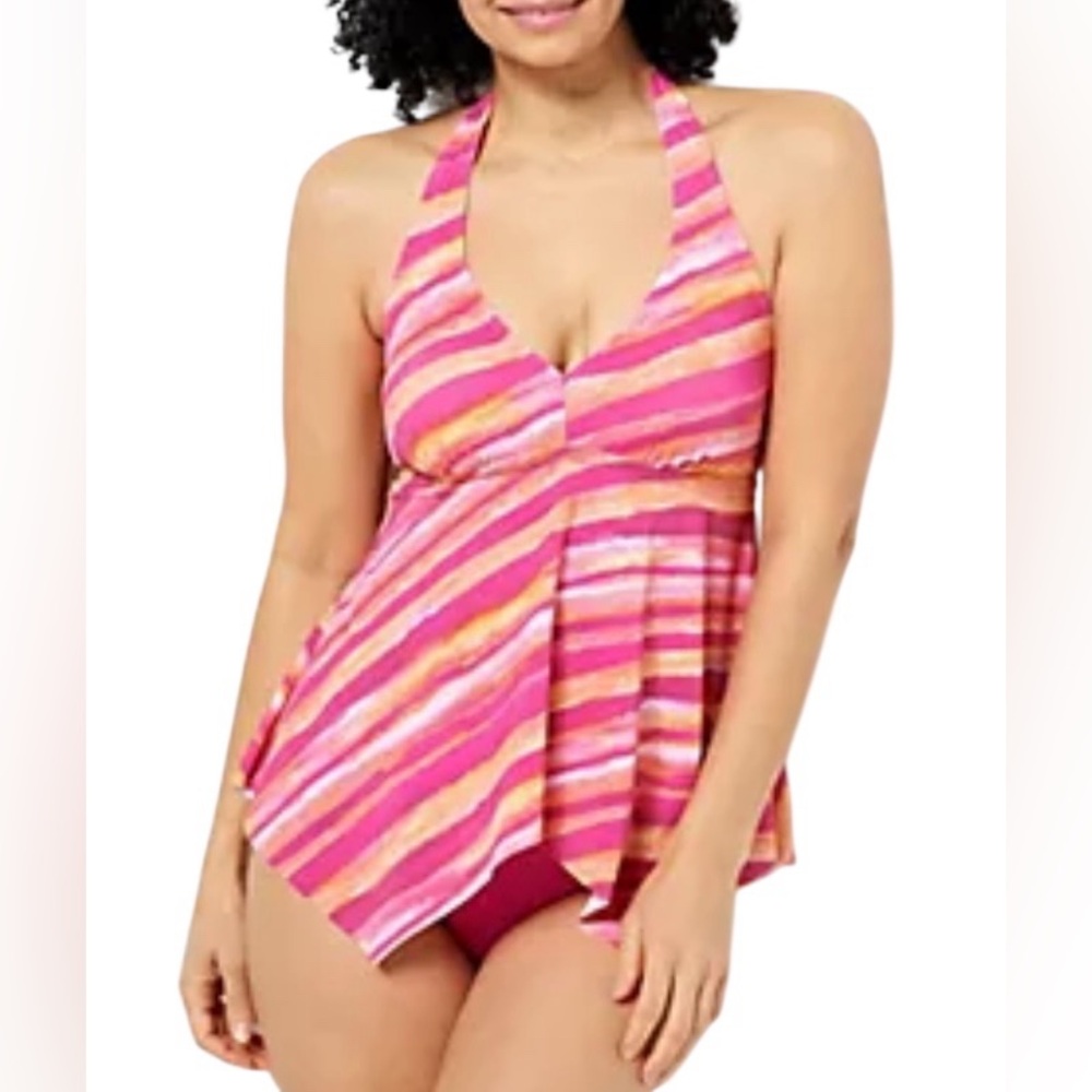 Kim Gravel Swimsuits For All Halter Top & Brief Set Tequila Sunrise Size 10 New